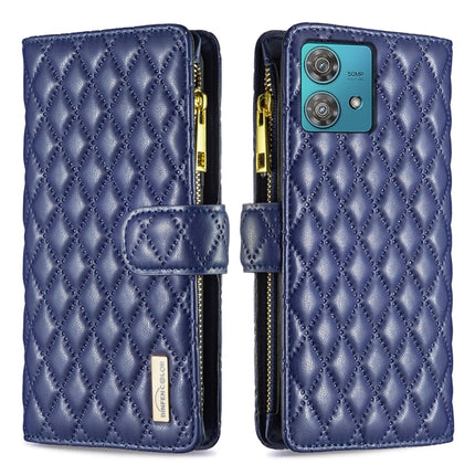 Diamond Lattice Zipper Wallet Leather Flip Phone Case, For Motorola Moto G24 / E14 / G04, For Motorola Moto G84, For Motorola Moto G54 5G EU Edition, For Motorola Edge 40 Neo