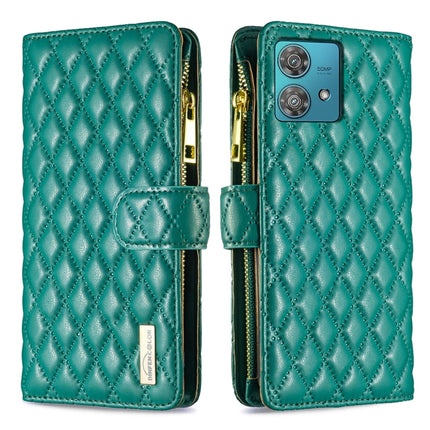 Diamond Lattice Zipper Wallet Leather Flip Phone Case, For Motorola Moto G24 / E14 / G04, For Motorola Moto G84, For Motorola Moto G54 5G EU Edition, For Motorola Edge 40 Neo