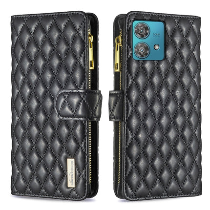 Diamond Lattice Zipper Wallet Leather Flip Phone Case, For Motorola Moto G24 / E14 / G04, For Motorola Moto G84, For Motorola Moto G54 5G EU Edition, For Motorola Edge 40 Neo