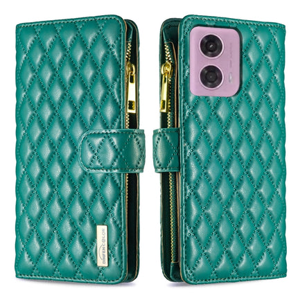 Diamond Lattice Zipper Wallet Leather Flip Phone Case, For Motorola Moto G24 / E14 / G04, For Motorola Moto G84, For Motorola Moto G54 5G EU Edition, For Motorola Edge 40 Neo