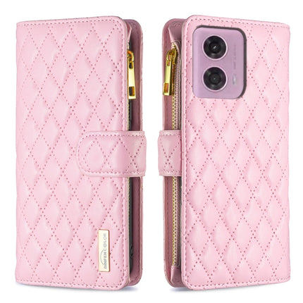 Diamond Lattice Zipper Wallet Leather Flip Phone Case, For Motorola Moto G24 / E14 / G04, For Motorola Moto G84, For Motorola Moto G54 5G EU Edition, For Motorola Edge 40 Neo
