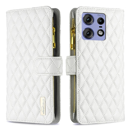 Diamond Lattice Zipper Wallet Leather Flip Phone Case, For Motorola Moto G37 5G/G37 Power 5G, For Motorola Moto G34 5G / G45 5G, For Motorola Moto G85, For Motorola Edge 50 Pro 5G
