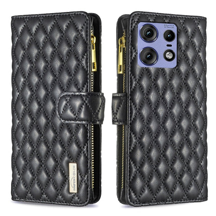 Diamond Lattice Zipper Wallet Leather Flip Phone Case, For Motorola Moto G37 5G/G37 Power 5G, For Motorola Moto G34 5G / G45 5G, For Motorola Moto G85, For Motorola Edge 50 Pro 5G