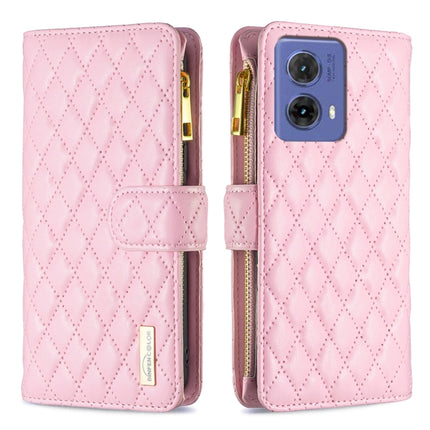 Diamond Lattice Zipper Wallet Leather Flip Phone Case, For Motorola Moto G37 5G/G37 Power 5G, For Motorola Moto G34 5G / G45 5G, For Motorola Moto G85, For Motorola Edge 50 Pro 5G