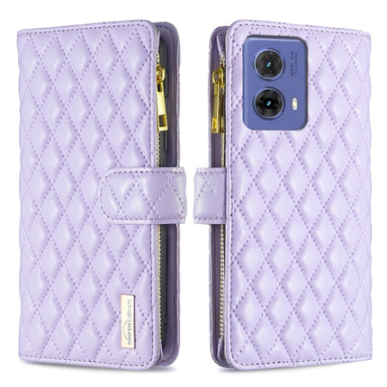 Diamond Lattice Zipper Wallet Leather Flip Phone Case, For Motorola Moto G37 5G/G37 Power 5G, For Motorola Moto G34 5G / G45 5G, For Motorola Moto G85, For Motorola Edge 50 Pro 5G