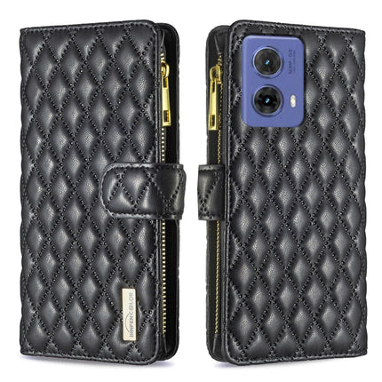 Diamond Lattice Zipper Wallet Leather Flip Phone Case, For Motorola Moto G37 5G/G37 Power 5G, For Motorola Moto G34 5G / G45 5G, For Motorola Moto G85, For Motorola Edge 50 Pro 5G