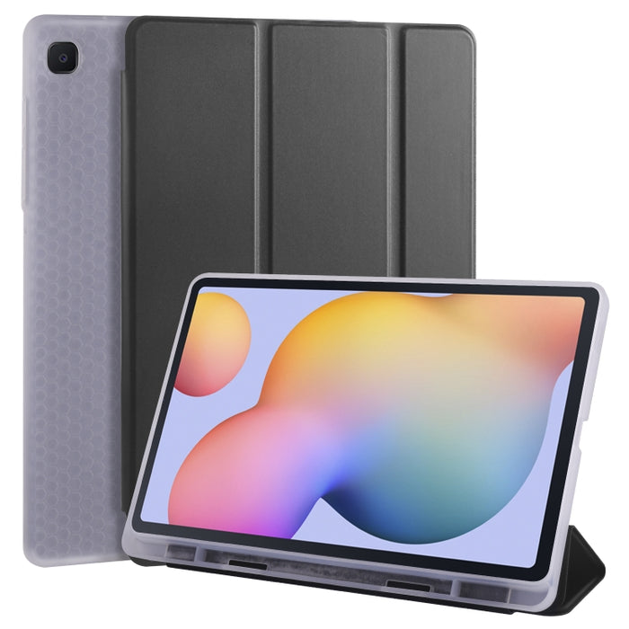 For Samsung Galaxy Tab S6 Lite P610 3-folding Horizontal Flip PU Leather + Shockproof TPU Case with Holder & Pen Slot
