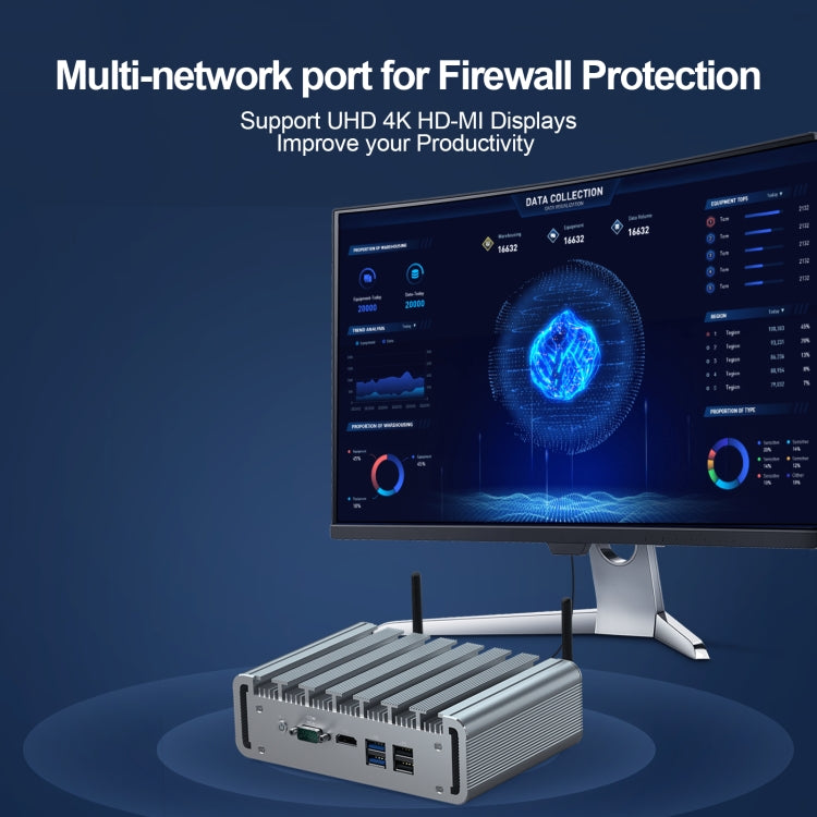 HYSTOU PO9B-J4125-6L Embedded Intel Celeron J4125 Processor Six Network Ports Mini Host, 4GB+64GB