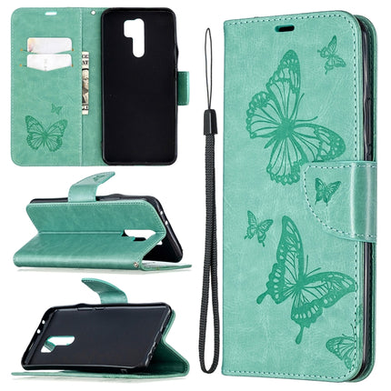 Two Butterflies Embossing Pattern Horizontal Flip Leather Case with Holder & Card Slot & Wallet & Lanyard, For Huawei Honor 9X Lite, For Xiaomi Redmi 9