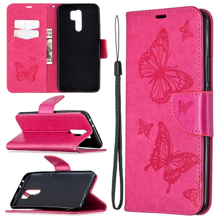 Two Butterflies Embossing Pattern Horizontal Flip Leather Case with Holder & Card Slot & Wallet & Lanyard, For Huawei Honor 9X Lite, For Xiaomi Redmi 9