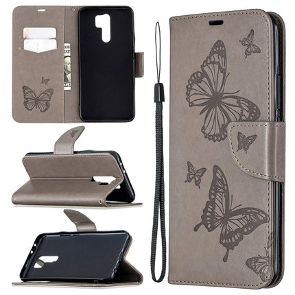 Two Butterflies Embossing Pattern Horizontal Flip Leather Case with Holder & Card Slot & Wallet & Lanyard, For Huawei Honor 9X Lite, For Xiaomi Redmi 9