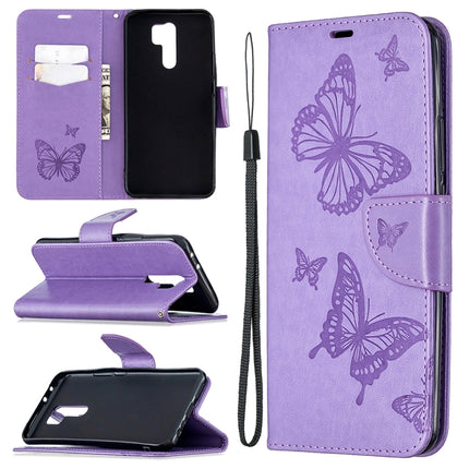 Two Butterflies Embossing Pattern Horizontal Flip Leather Case with Holder & Card Slot & Wallet & Lanyard, For Huawei Honor 9X Lite, For Xiaomi Redmi 9