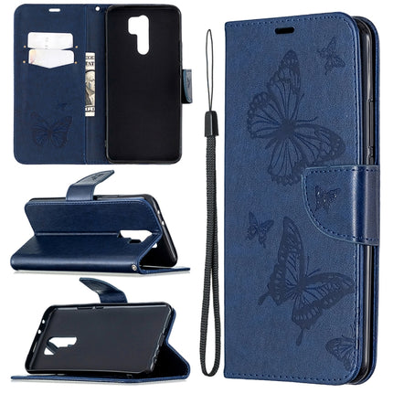 Two Butterflies Embossing Pattern Horizontal Flip Leather Case with Holder & Card Slot & Wallet & Lanyard, For Huawei Honor 9X Lite, For Xiaomi Redmi 9