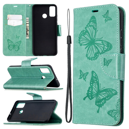 Two Butterflies Embossing Pattern Horizontal Flip Leather Case with Holder & Card Slot & Wallet & Lanyard, For Huawei Honor 9X Lite, For Xiaomi Redmi 9