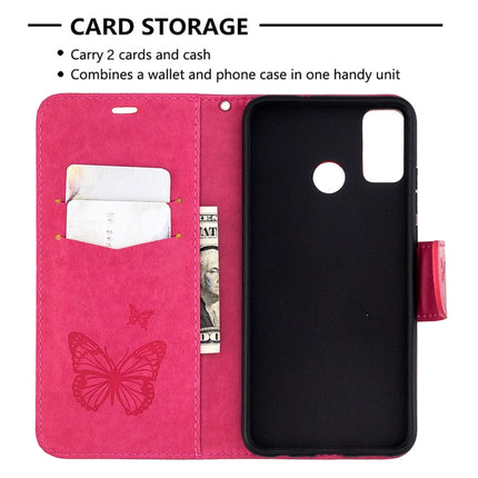 Two Butterflies Embossing Pattern Horizontal Flip Leather Case with Holder & Card Slot & Wallet & Lanyard, For Huawei Honor 9X Lite, For Xiaomi Redmi 9