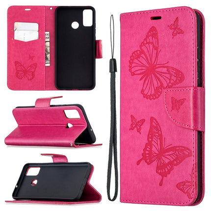 Two Butterflies Embossing Pattern Horizontal Flip Leather Case with Holder & Card Slot & Wallet & Lanyard, For Huawei Honor 9X Lite, For Xiaomi Redmi 9