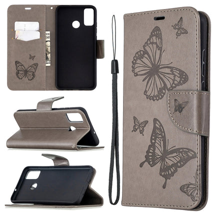Two Butterflies Embossing Pattern Horizontal Flip Leather Case with Holder & Card Slot & Wallet & Lanyard, For Huawei Honor 9X Lite, For Xiaomi Redmi 9