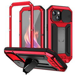 R-JUST Sliding Camera IP54 Life Waterproof Holder Phone Case, For iPhone 16 Pro Max, For iPhone 16 Pro, For iPhone 16 Plus, For iPhone 16, For iPhone 15 Pro Max, For iPhone 15 Pro, For iPhone 15 Plus, For iPhone 15