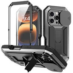 R-JUST Sliding Camera IP54 Life Waterproof Holder Phone Case, For iPhone 16 Pro Max, For iPhone 16 Pro, For iPhone 16 Plus, For iPhone 16, For iPhone 15 Pro Max, For iPhone 15 Pro, For iPhone 15 Plus, For iPhone 15