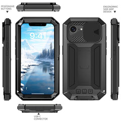 R-JUST Schiebekamera IP54 Life wasserdichte Handyhülle, für iPhone 16 Pro Max, für iPhone 16 Pro, für iPhone 16 Plus, für iPhone 16, für iPhone 15 Pro Max, für iPhone 15 Pro, für iPhone 15 Plus, für iPhone 15