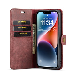 DG.MING Crazy Horse Texture Detachable Magnetic Leather Phone Case, For iPhone 15