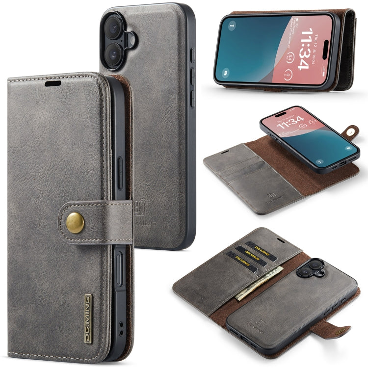 DG.MING Crazy Horse Texture Detachable Magnetic Leather Phone Case