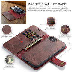 DG.MING Crazy Horse Texture Detachable Magnetic Leather Phone Case, For iPhone 16e, For iPhone 16 Pro Max, For iPhone 16 Pro, For iPhone 16 Plus