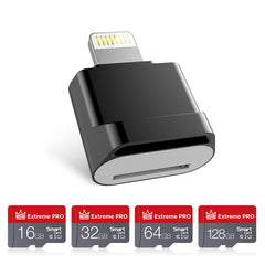 MicroDrive 8pin To TF Card Adapter Mini iPhone & iPad TF Card Reader, Card Reader, 16GB, 32GB, 64GB, 128GB, 256GB