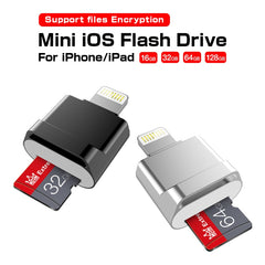 MicroDrive 8pin To TF Card Adapter Mini iPhone & iPad TF Card Reader, Card Reader, 16GB, 32GB, 64GB, 128GB, 256GB