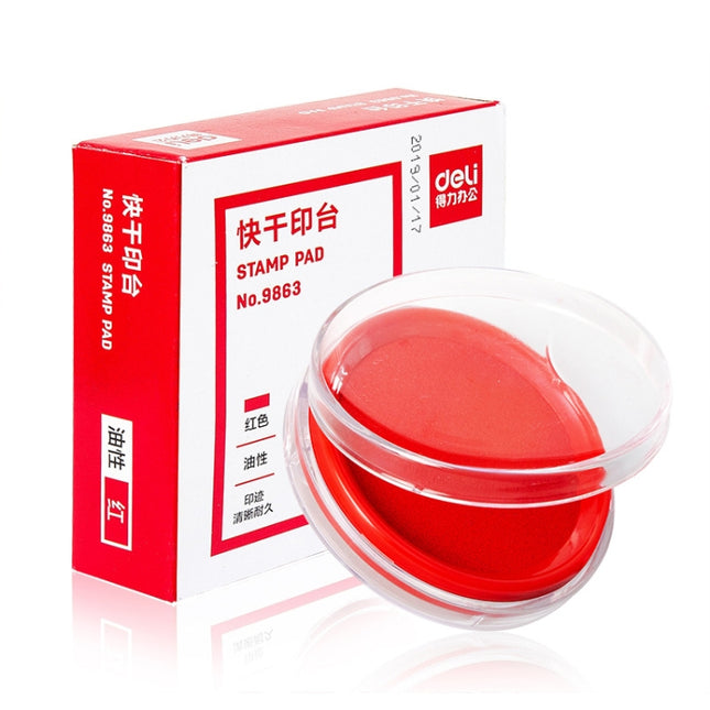 Deli 9863 Red Quick-drying Stamp Pad Oily Office Financial Sponge Ink Pad, x 1