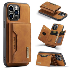 DG.MING M2 Series 3-Fold Card Bag Wallet Leather Phone Case, For iPhone 16, For iPhone 15 Pro Max, For iPhone 15 Pro, For iPhone 15 Plus