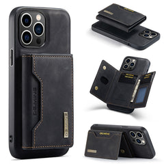 DG.MING M2 Series 3-Fold Card Bag Wallet Leather Phone Case, For iPhone 16, For iPhone 15 Pro Max, For iPhone 15 Pro, For iPhone 15 Plus