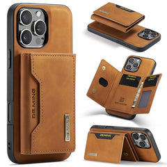 DG.MING M2 Series 3-Fold Card Bag Wallet Leather Phone Case, For iPhone 16e, For iPhone 16 Pro Max, For iPhone 16 Pro, For iPhone 16 Plus