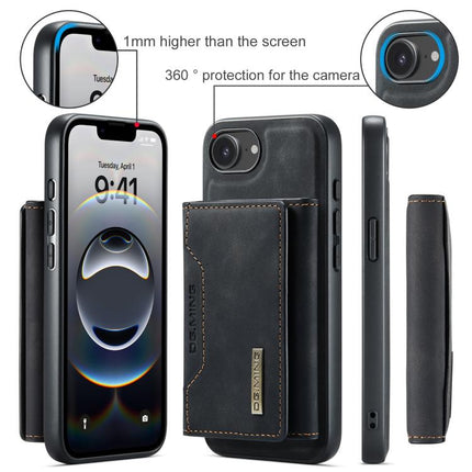 DG.MING M2 Series 3-Fold Card Bag Wallet Leather Phone Case, For iPhone 16e, For iPhone 16 Pro Max, For iPhone 16 Pro, For iPhone 16 Plus