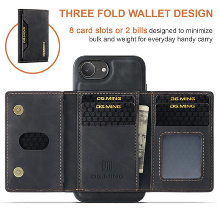 DG.MING M2 Series 3-Fold Card Bag Wallet Leather Phone Case, For iPhone 16e, For iPhone 16 Pro Max, For iPhone 16 Pro, For iPhone 16 Plus