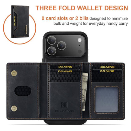 DG.MING M2 Series 3-Fold Card Bag Wallet Leather Phone Case, For iPhone 17e / 16e, For iPhone 17 Pro Max, For iPhone 17 Pro, For iPhone 17