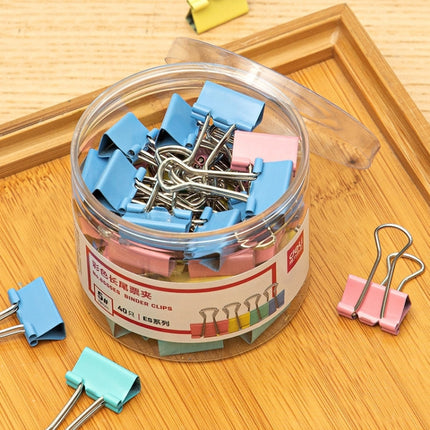 Deli 8556ES60pcs / Box Colorful Binder Clip Bill Clip Dovetail Clip Metal Iron Bill Clip, 15mm x 60pcs / Box, 19mm x 40pcs / Box