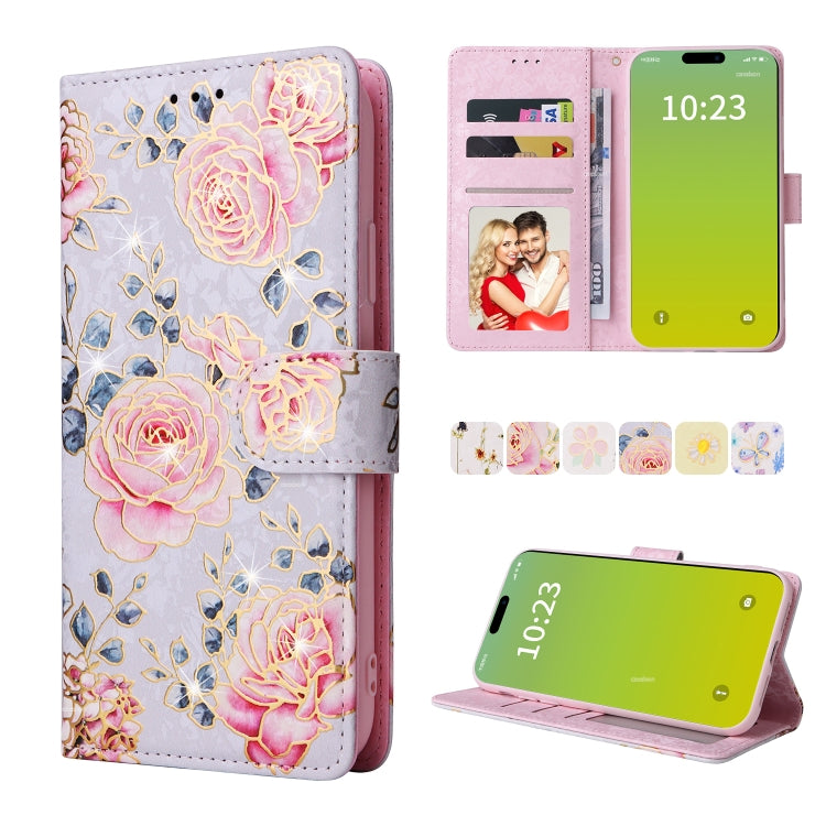 Bronzing Painting RFID Leather Case, For iPhone 16, For iPhone 15 Pro Max, For iPhone 15 Pro, For iPhone 15 Plus