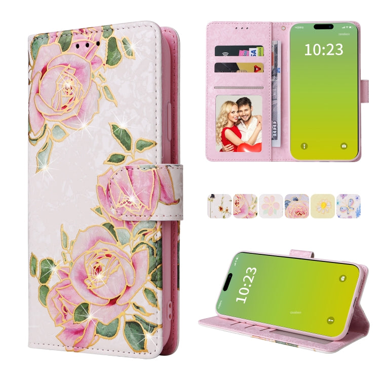 Bronzing Painting RFID Leather Case, For iPhone 16, For iPhone 15 Pro Max, For iPhone 15 Pro, For iPhone 15 Plus