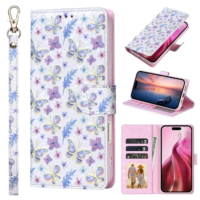 Bronzing Painting RFID Leather Case, For iPhone 16, For iPhone 15 Pro Max, For iPhone 15 Pro, For iPhone 15 Plus