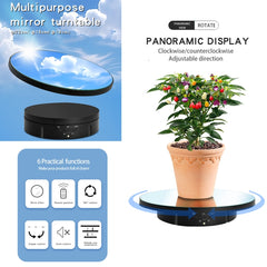 22cm Mirror Electric Rotating Display Stand Live Video Shooting Props Turntable, Regular Version, With Remote Control
