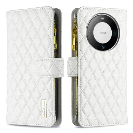 Diamond Lattice Zipper Wallet Leather Flip Phone Case, For Huawei Mate 60 Pro/Mate 60 Pro+, For Huawei Mate 60