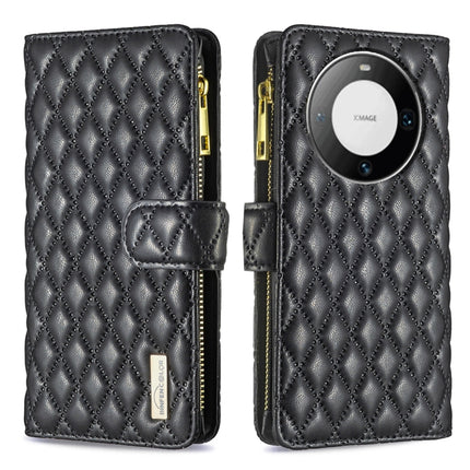 Diamond Lattice Zipper Wallet Leather Flip Phone Case, For Huawei Mate 60 Pro/Mate 60 Pro+, For Huawei Mate 60