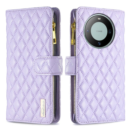 Diamond Lattice Zipper Wallet Leather Flip Phone Case, For Huawei Mate 60 Pro/Mate 60 Pro+, For Huawei Mate 60