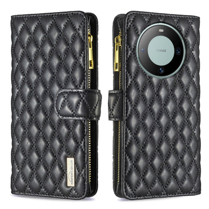 Diamond Lattice Zipper Wallet Leather Flip Phone Case, For Huawei Mate 60 Pro/Mate 60 Pro+, For Huawei Mate 60