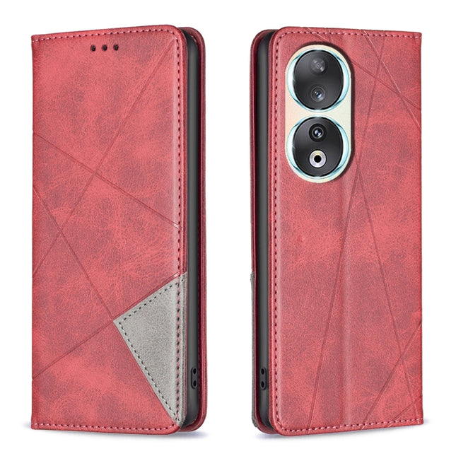 Rhombus Texture Magnetic Leather Phone Case, For Honor 90 5G, For Honor X7A