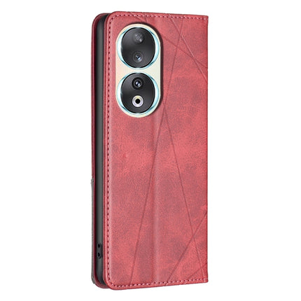Rhombus Texture Magnetic Leather Phone Case, For Honor 90 5G, For Honor X7A