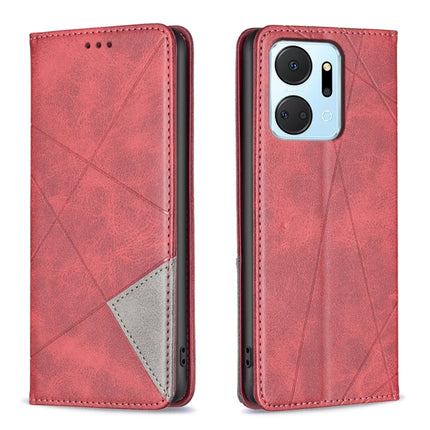 Rhombus Texture Magnetic Leather Phone Case, For Honor 90 5G, For Honor X7A