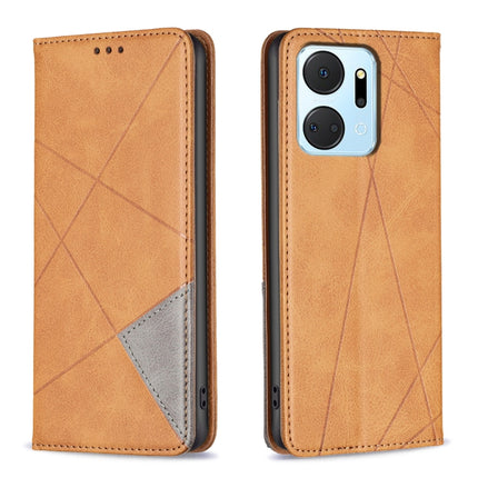 Rhombus Texture Magnetic Leather Phone Case, For Honor 90 5G, For Honor X7A