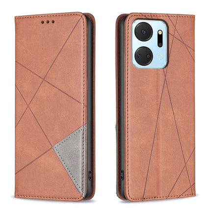 Rhombus Texture Magnetic Leather Phone Case, For Honor 90 5G, For Honor X7A